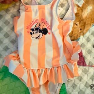 Orange and White Striped Minnie Mouse Swimsuit